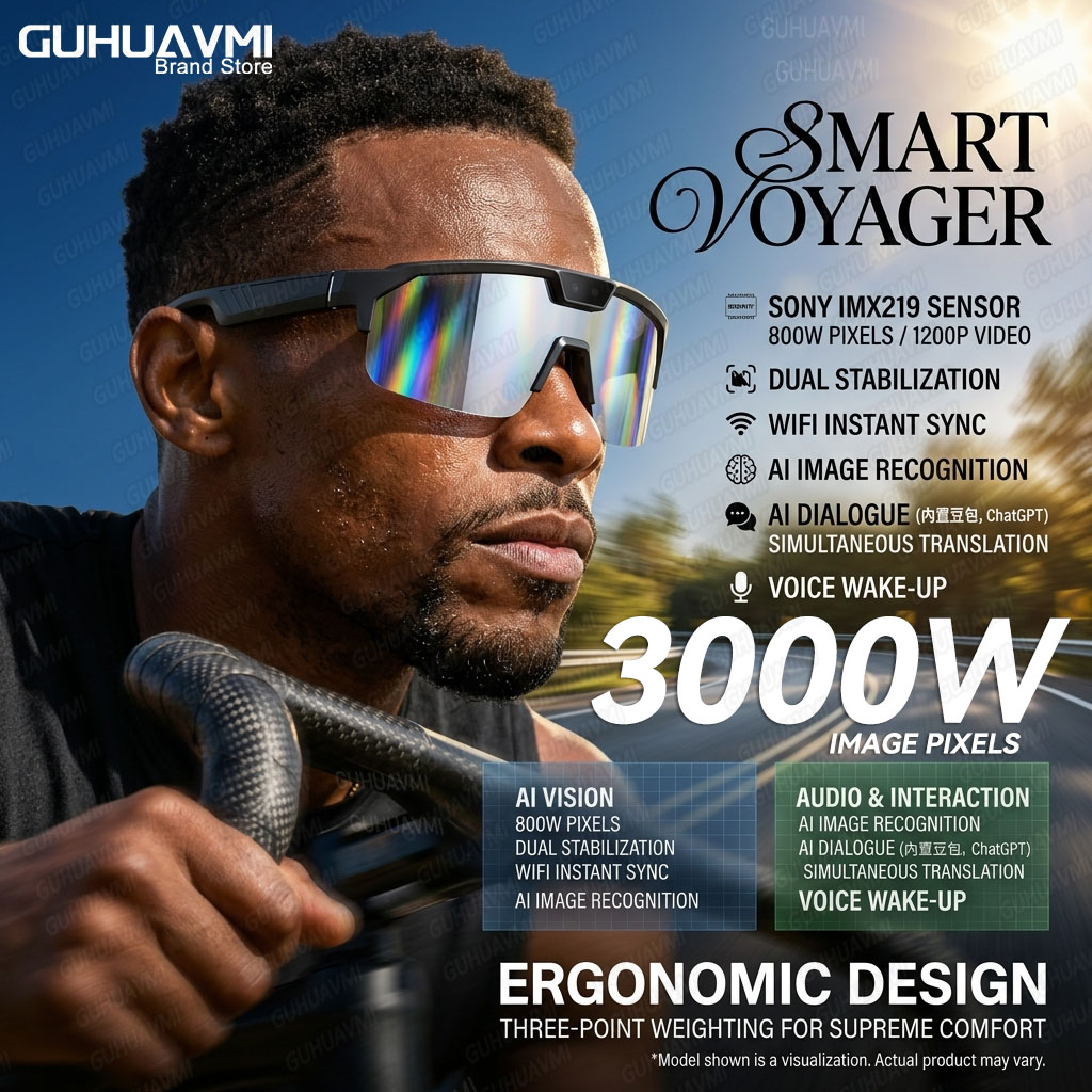 Smart Glasses Lens - Photochromic Smart Glasses 1200P HD Camera